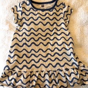 Tea Collection Navy and Cream Wave Pattern Dress